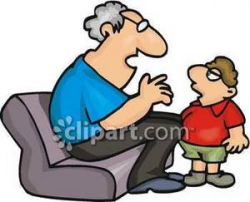 Grandpa Talking with His Grandson - Royalty Free Clipart Picture