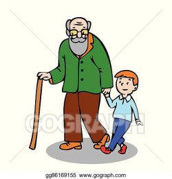 Vector Illustration - Grandfather with grandson. EPS Clipart ...