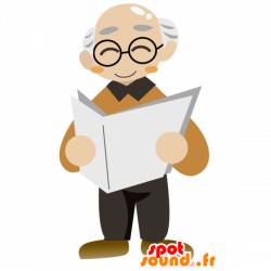Purchase Mascot old man in glasses. grandfather mascot in 2D / 3D ...