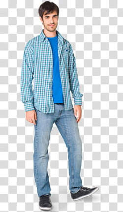 Violetta, man wearing blue and white plaid shirt and blue ...