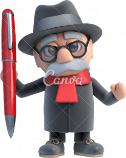 3d Old Man Has a Pen - Photos by Canva