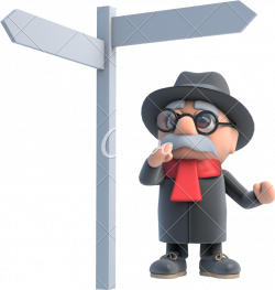 3d Old Man Looks at Sign - Photos by Canva