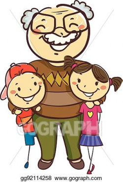 Vector Art - Stick kids with grandpa. EPS clipart gg92114258 ...