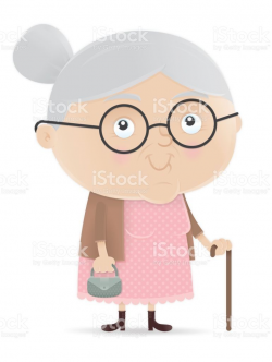 Vector illustration of old woman, elderly grandma ...