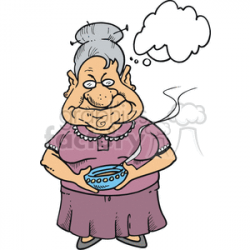 Grandmother holding a bowl of soup clipart. Royalty-free clipart # 375029