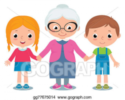 Clipart - Grandmother and grandchildren. Stock Illustration ...