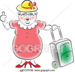 Vector Art - Grandma goes to travel. Clipart Drawing ...