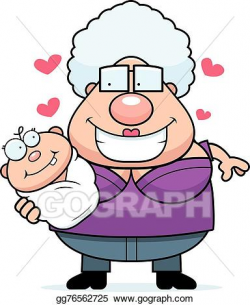 EPS Illustration - Cartoon grandma loving a baby. Vector ...