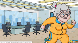 A Funky Grandma Works Out By Running and A Modern Board Room Background