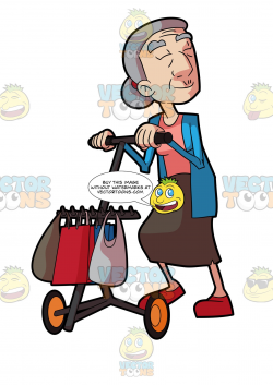 A Grandma Using A Wheeled Walker For Shopping