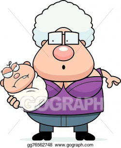 Vector Stock - Cartoon grandma with angry baby. Clipart ...