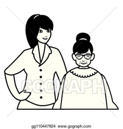 Vector Stock - Cute grandmother with daughter. Clipart ...