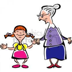 A little girl and her grandmother holding hands and smiling clipart.  Royalty-free clipart # 157522