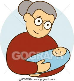Vector Clipart - Grandmother with her little grandson ...