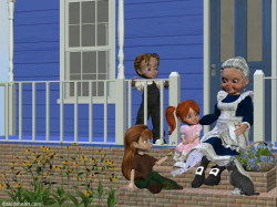 Grandmother and Kids Wallpaper