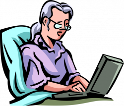 Grandmother in Bed Browses Internet - Vector Image
