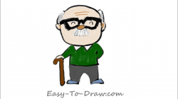 How to draw a cartoon grandpa (grandfather) step by step - Free & Easy  Tutorial for Kids