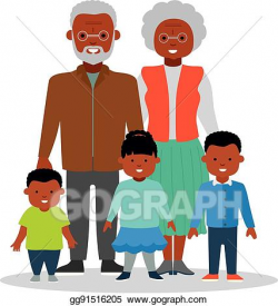 EPS Illustration - Grandma and grandpa with grandkids ...
