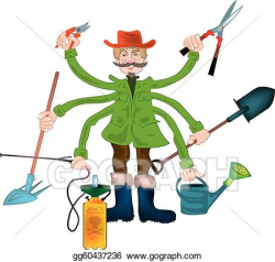 Vector Stock - Gardener grandpa. Clipart Illustration ...