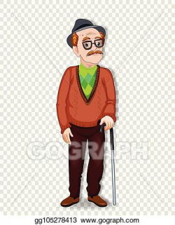 Vector Art - Elderly full length man with glasses and ...