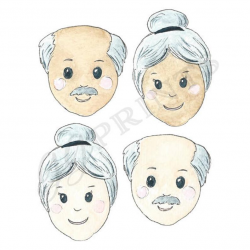 Grandparents Clipart // Grandma and Grandpa Clipart // Planner Sticker  Clipart // Hand Drawn Avatar // Watercolor