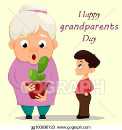 Clip Art Vector - Grandparents day greeting card. grandson ...