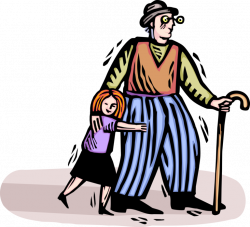 Grandfather with Walking Cane - Vector Image