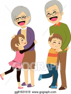 Vector Clipart - Grandchildren hugging grandparents. Vector ...