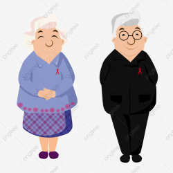 Cartoon Hand Drawn Style Kindly Grandparents Elderly ...