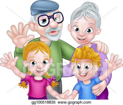EPS Vector - Cartoon grandparents and grandchildren. Stock ...