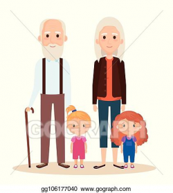 Vector Art - Cute grandparents couple with grandchildren ...