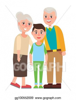 Vector Art - Grandparents with grandson isolated characters ...