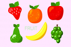 Fruit Clipart, Apple Clip Art, Grapes Clipart, Banana ...