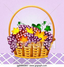 Stock Illustration - Grapes in basket. Clipart Drawing ...