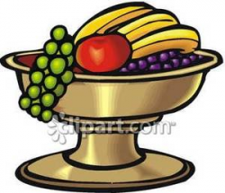Fancy Fruit Bowl With Grapes - Royalty Free Clipart Picture