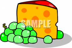 Clip Art Picture Of A Piece Of Cheese With Grapes ...