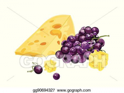 Vector Illustration - Cheese and grapes. Stock Clip Art ...