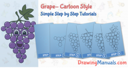How to Draw a Grape, Cartoon Style, Kids, Easy Step-by-Step Drawing ...