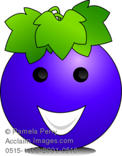 Clip Art Image of a Cartoon Grape With a Smiling Face