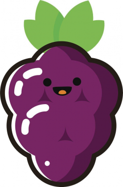 Happy Cute Kawaii Fruit Cartoon Emoji - Grapes Vinyl Decal ...