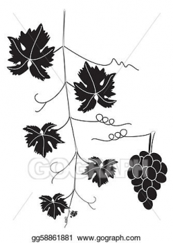 Vector Art - Grape vine and cluster of grapes. Clipart ...