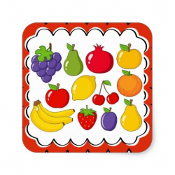 Colorful Assorted Fruit Square Sticker | Zazzle.com | All ...