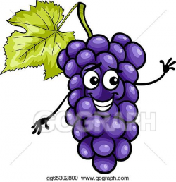 EPS Illustration - Funny blue grapes fruit cartoon ...