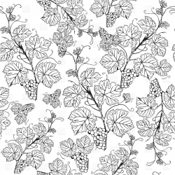 Grape vine sketch pattern Vector Image – Vector illustration ...