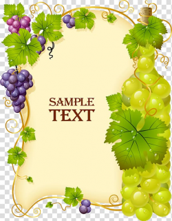Sample text with grapes border, Cabernet Franc Sauvignon ...