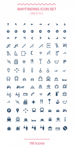 Wayfinding Line & Fill Icon Set. *116 Icons on Behance | pictogram ...