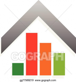 Vector Illustration - House icon with bar chart, bar graph ...