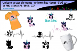 Unicorn heartbeat graphics and illustration heartbeat graph SVG unicorn  silhouette svg unicorn clipart vector unicorn elements