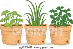 Vector Clipart - Potted herbs. Vector Illustration ...