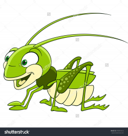 Cute And Funny Smiling Cartoon Grasshopper (Locust, Katydid ...